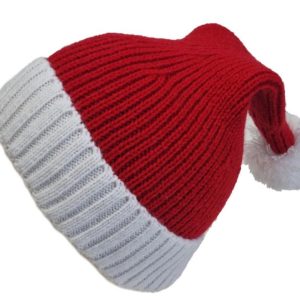 personalised santa hat fits birth to 18 mts, name embroidered with red thread on white turn up.